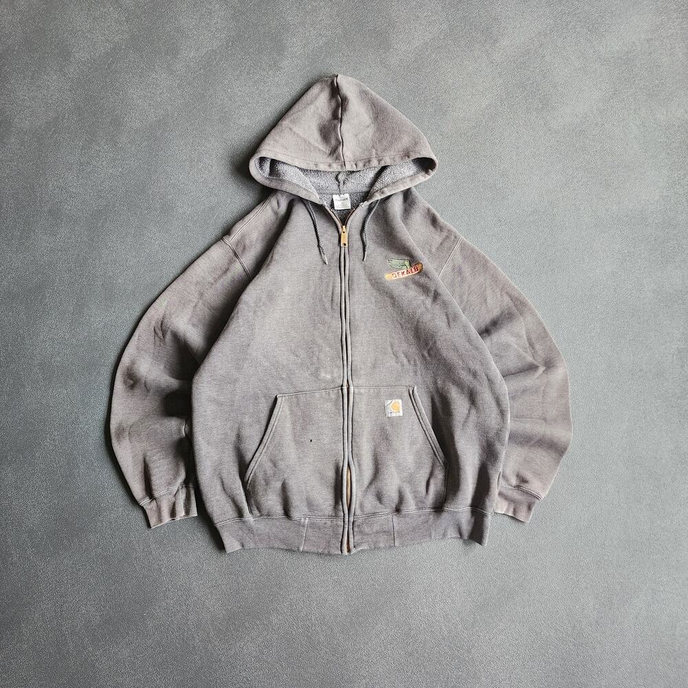 Vintage 90's Carhartt Dekalb Full Zip Grey Hoodie Large